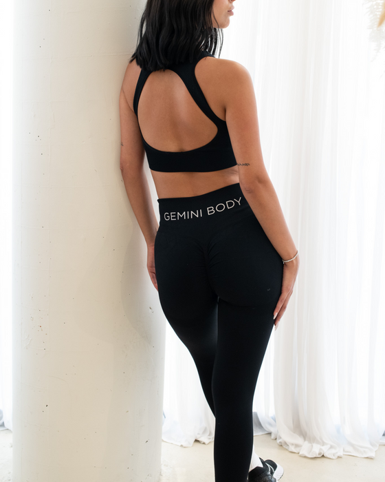 Onyx Ribbed Seamless Scrunch Bum Leggings