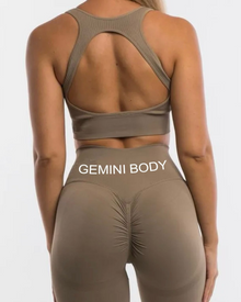  Mocha Ribbed Seamless Scrunch Bum Leggings