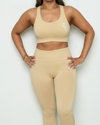 Sand Ribbed Seamless Scrunch Bum Leggings