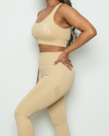 Sand Ribbed Seamless Scrunch Bum Leggings