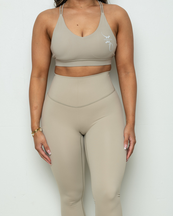 Stone Taupe Seamless Sports Bra